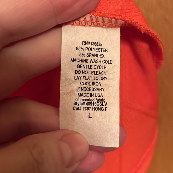 Belah & Codey Multi Texture Coral Pink Orange L Stretch Tank Top Made in USA EUC - Picture 6 of 8